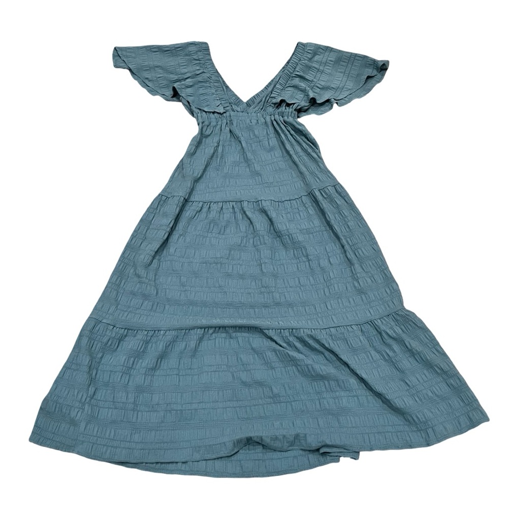 Hunter and Brown Blue V-neck Ruffle maxi dress XS - Picture 4 of 6